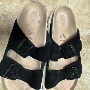 Birkenstock Papillio Black Suede Double Strap Sandals